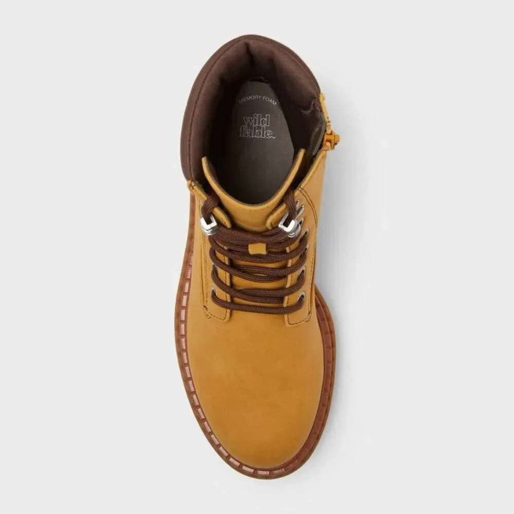 Women’s Marlowe Hiker Ankle Boots with Memory Foam Insole – Wild Fable Tan 9
